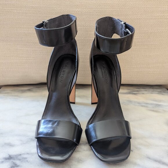Halston Heritage Marylan Mirror Heel Sandal Black 7.5 - Picture 2 of 7